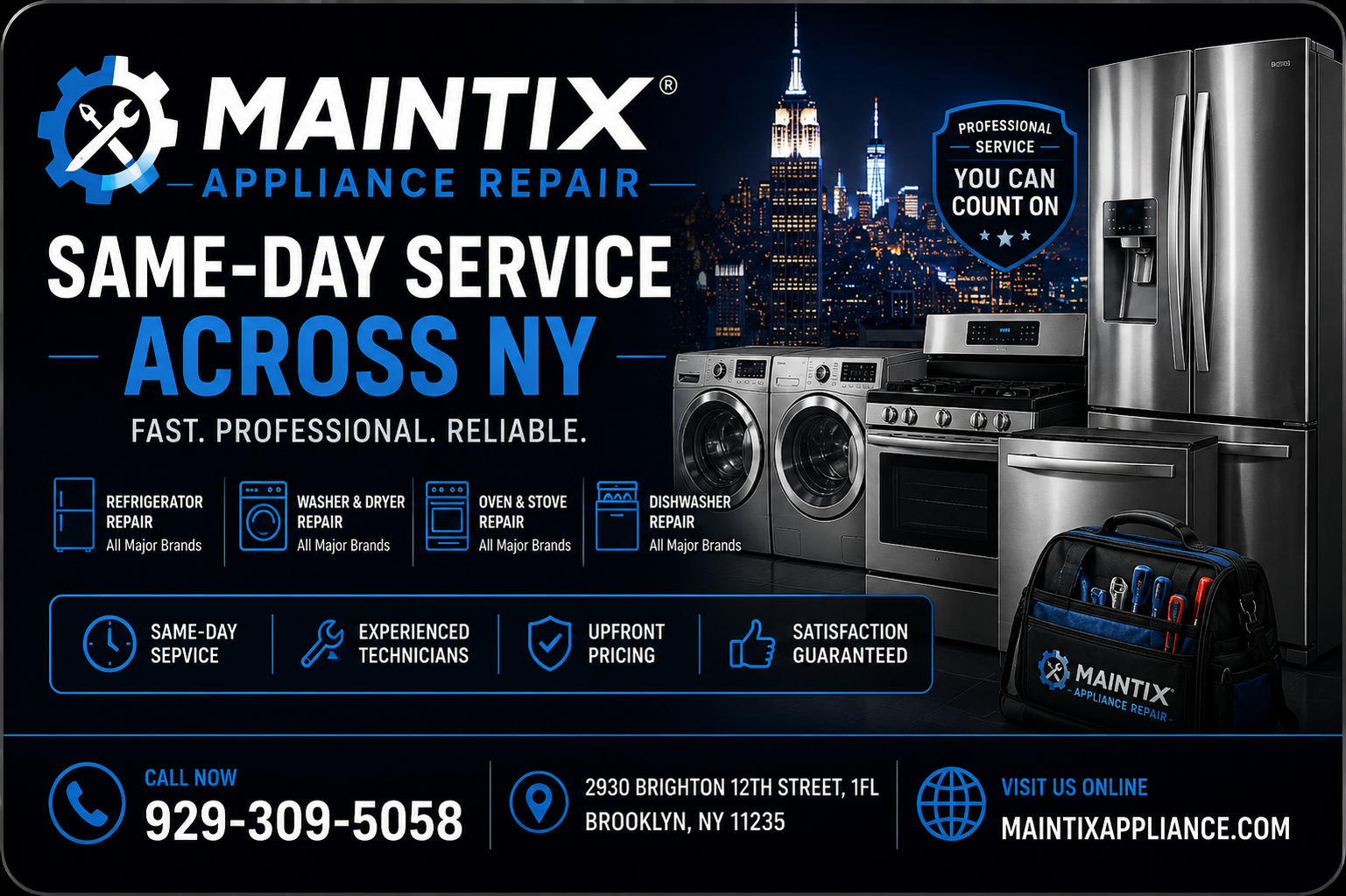 MAINTIX Appliance Repair — Same-Day Service Across NY 🔧