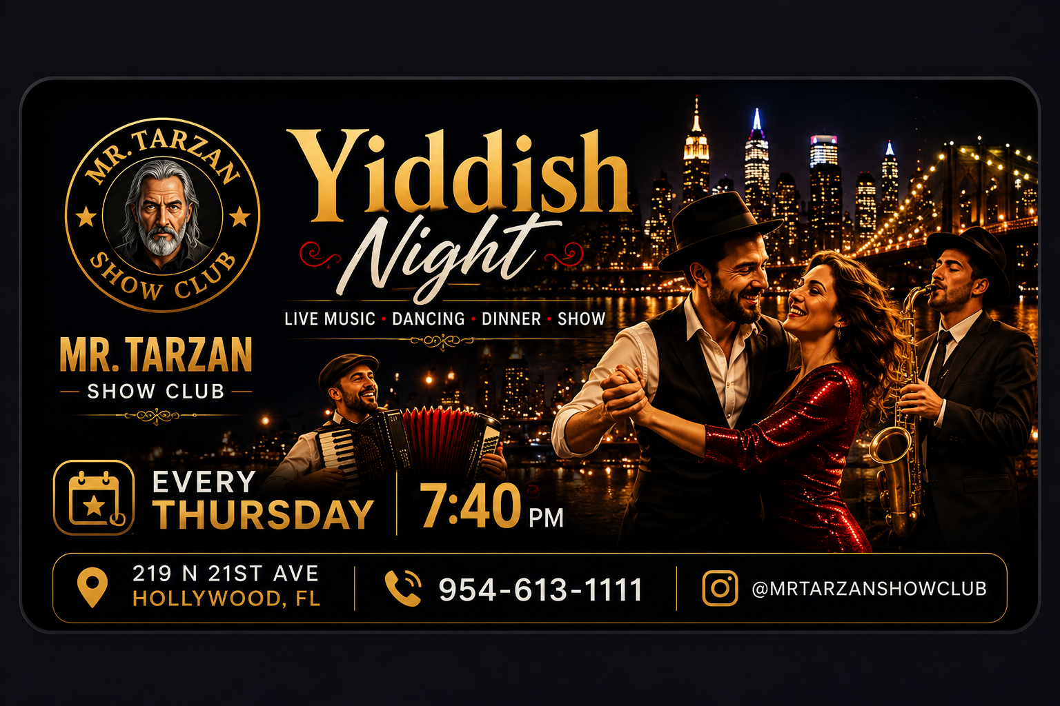 Every Thursday — Yiddish Night at Mr. Tarzan Show Club!