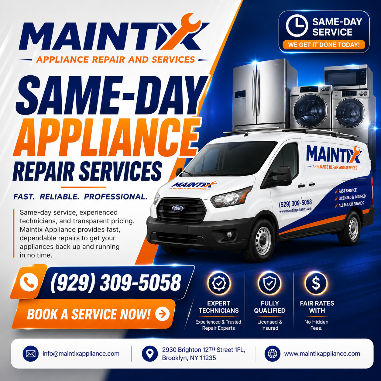 MAINTIX Appliance Repair — Same-Day Service Across NY 🔧